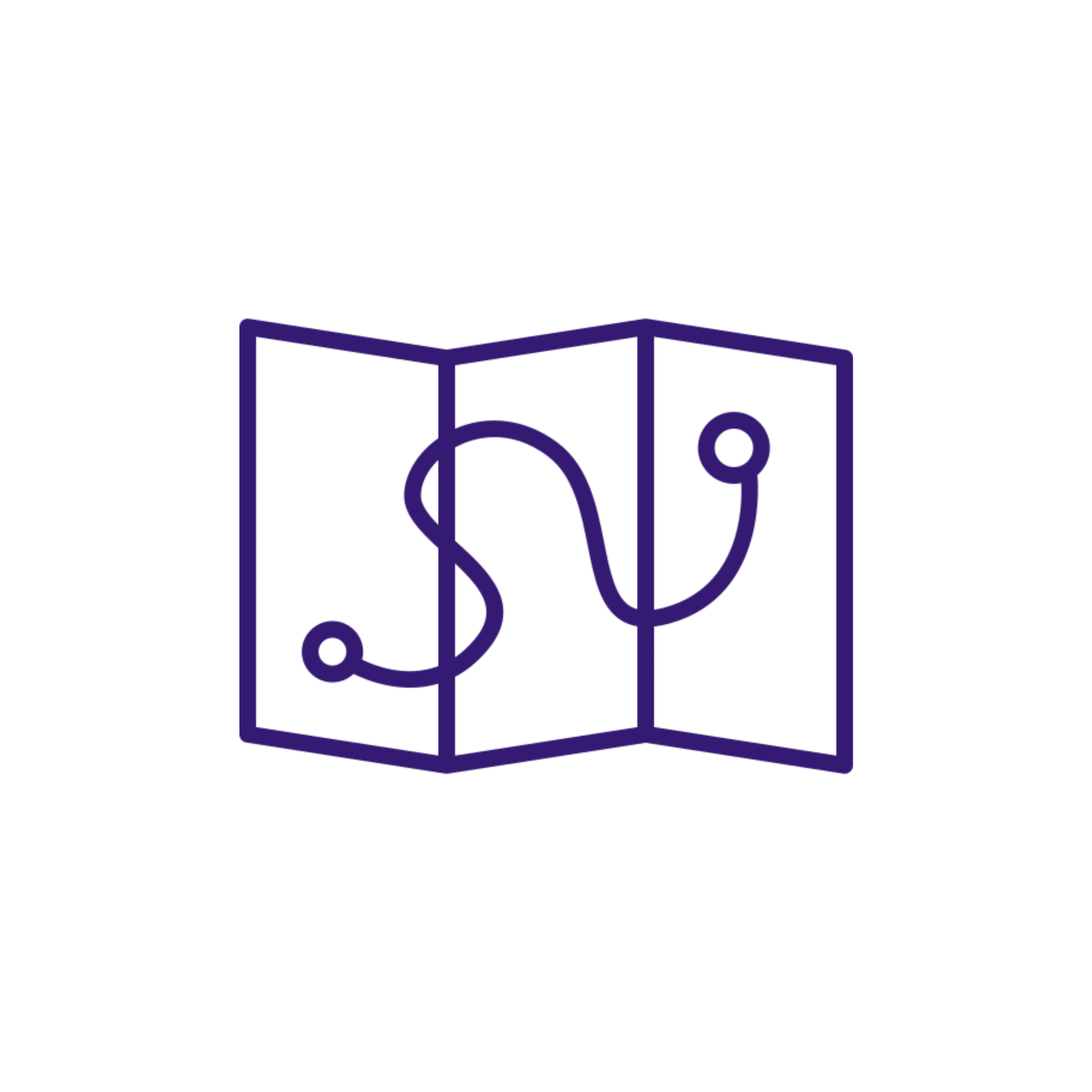 Pictogramme d'un triptyque avec deux points reliés entre eux