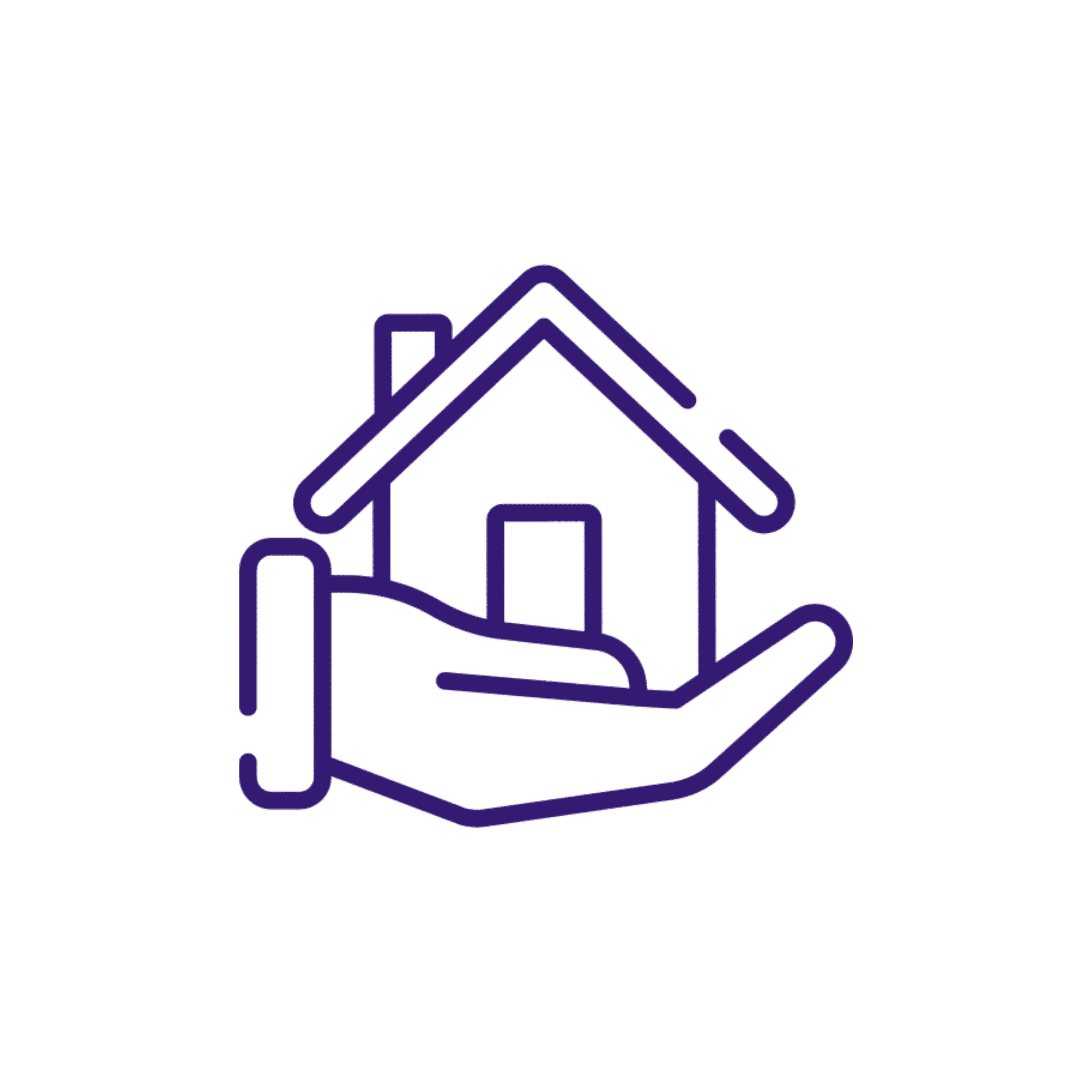 Pictogramme d'une maison au creux d'une main humaine